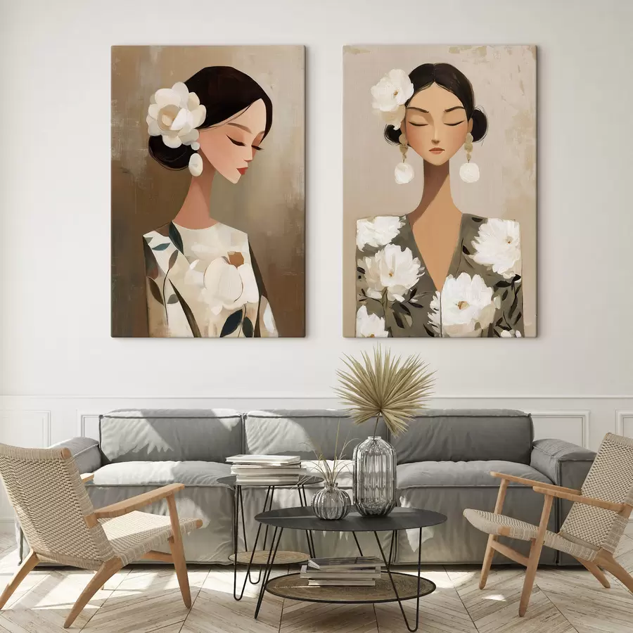 carta da parati Ritratto femminile con un fiore bianco tra i capelli nr. m30164