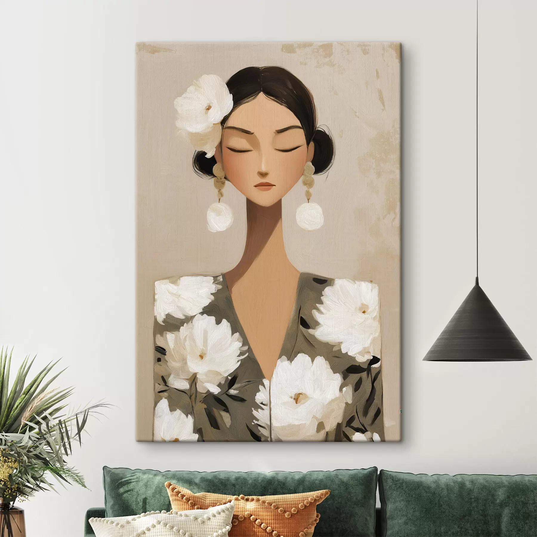 carta da parati Ragazza con fiori tra i capelli nr. s48233