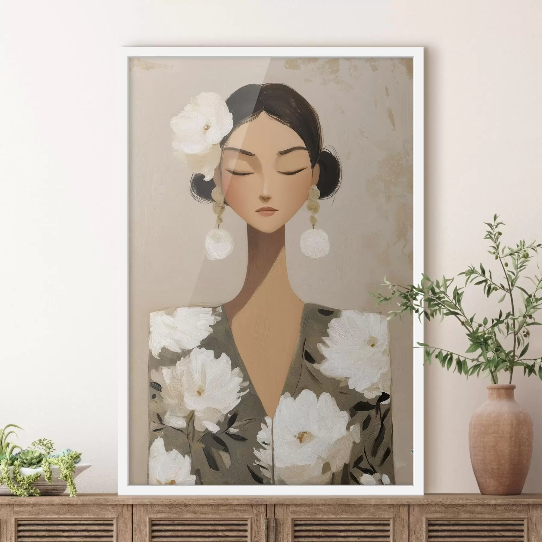 carta da parati Ragazza con fiori tra i capelli nr. f48233