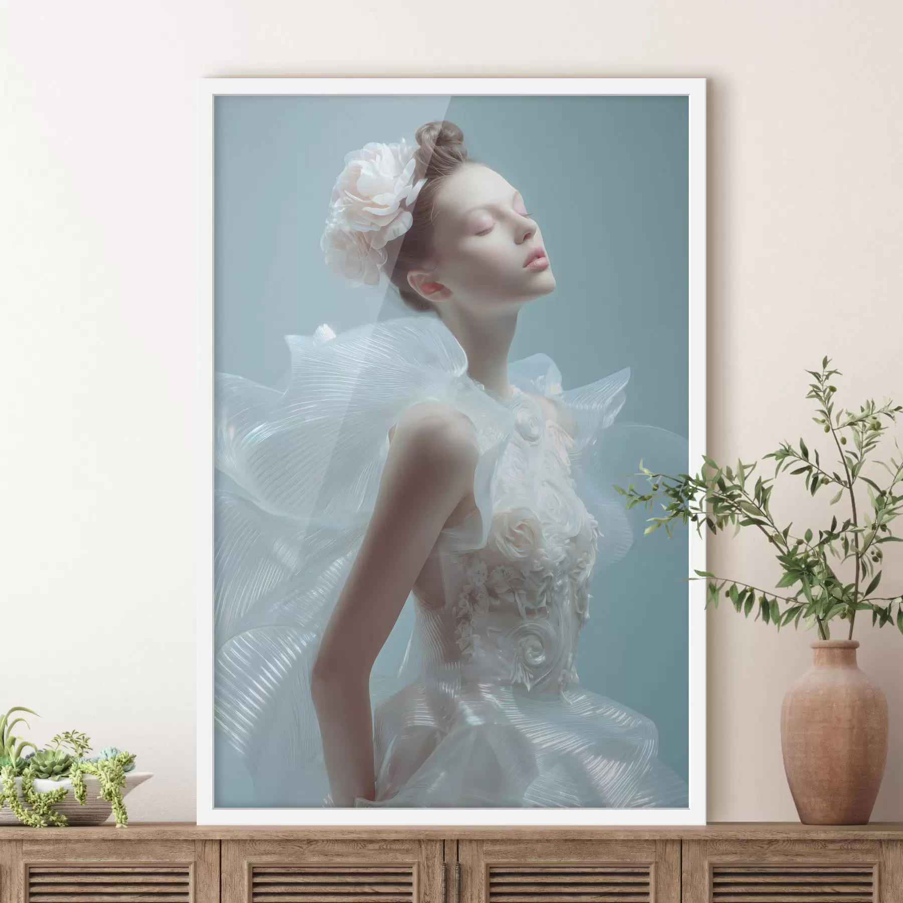 carta da parati una ragazza delicata in un vestito bianco nr. f48288