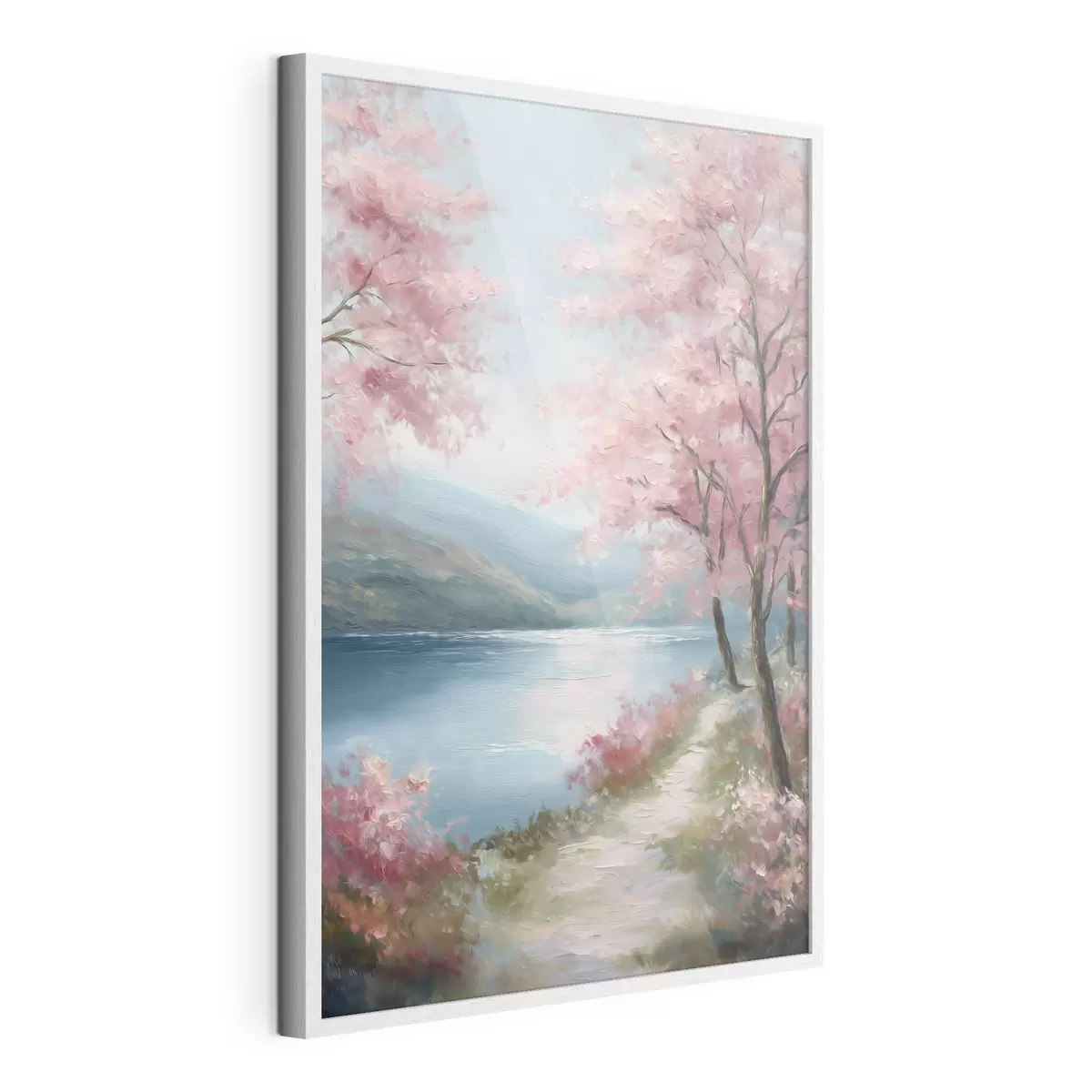 Poster paesaggio con alberi rosa in stile oil f48289