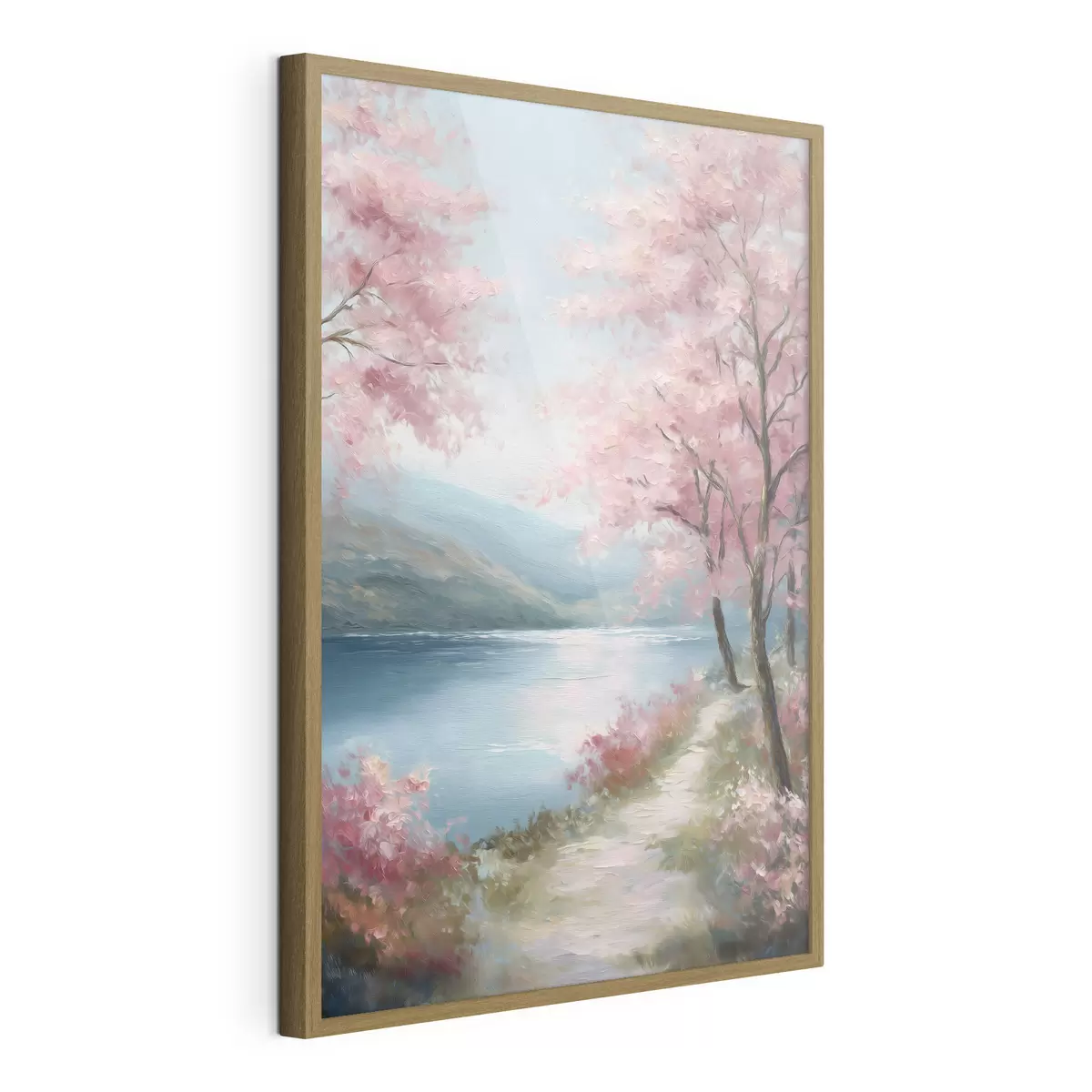 Poster paesaggio con alberi rosa in stile oil f48289