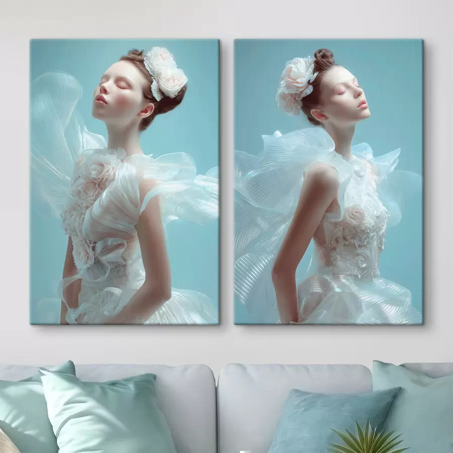 carta da parati una ragazza delicata in un vestito bianco nr. m30175