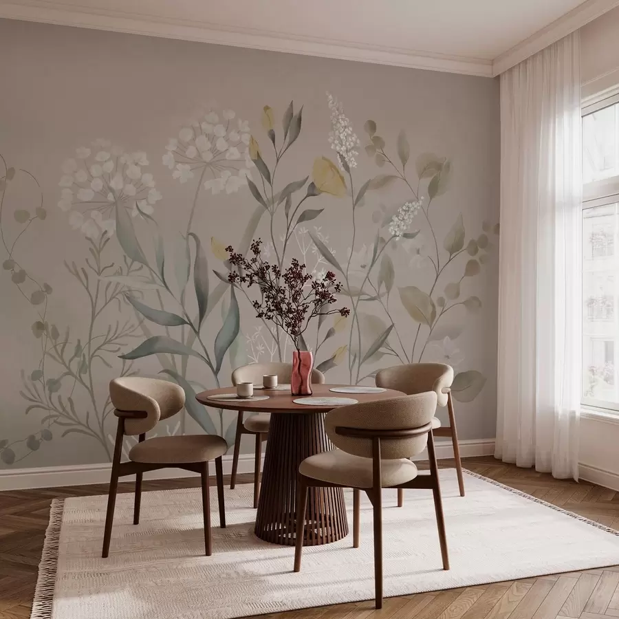 carta da parati Composizione botanica nei toni caldi del beige nr. w05154v2