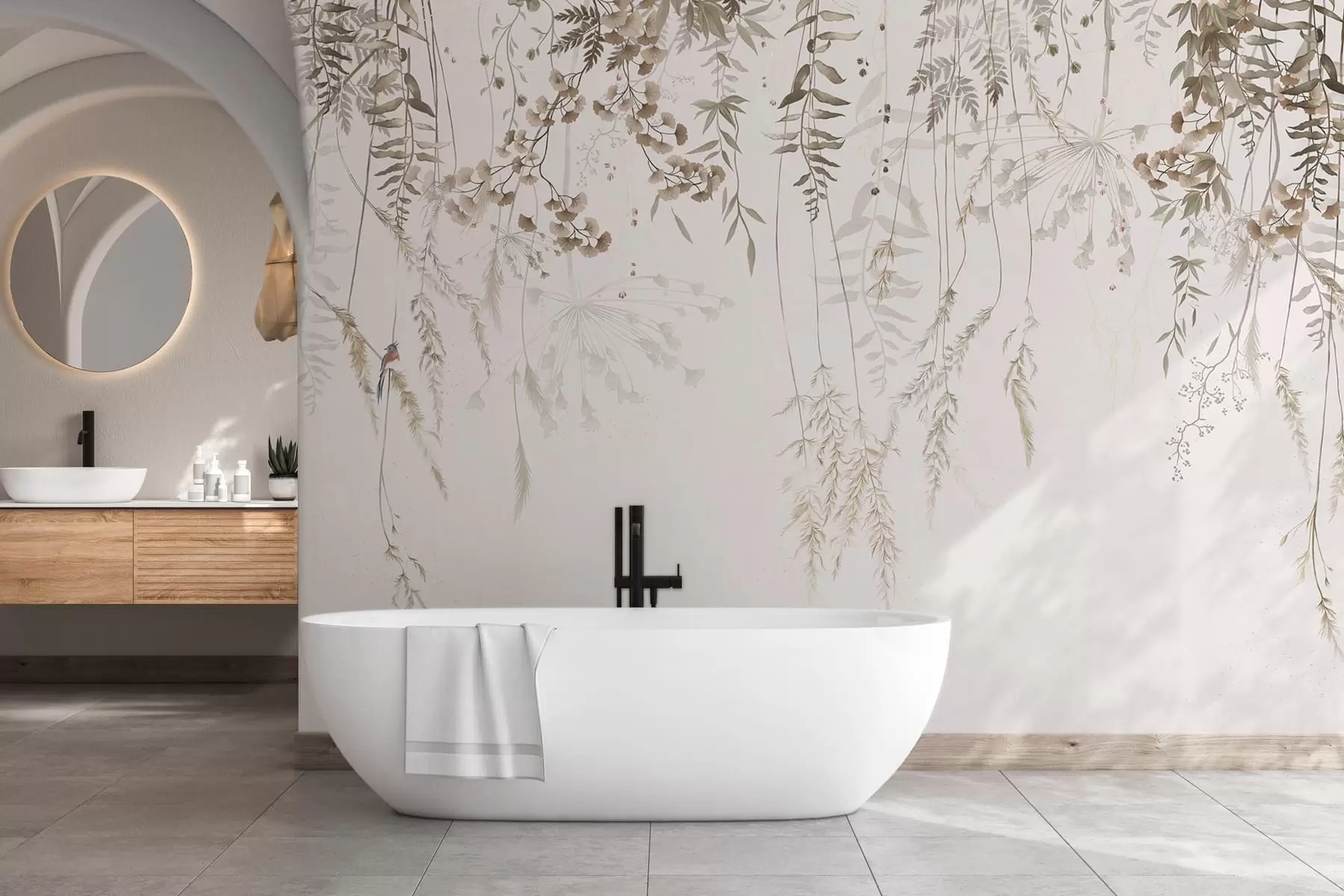 carta da parati Piante selvatiche appese su uno sfondo chiaro nr. w05320