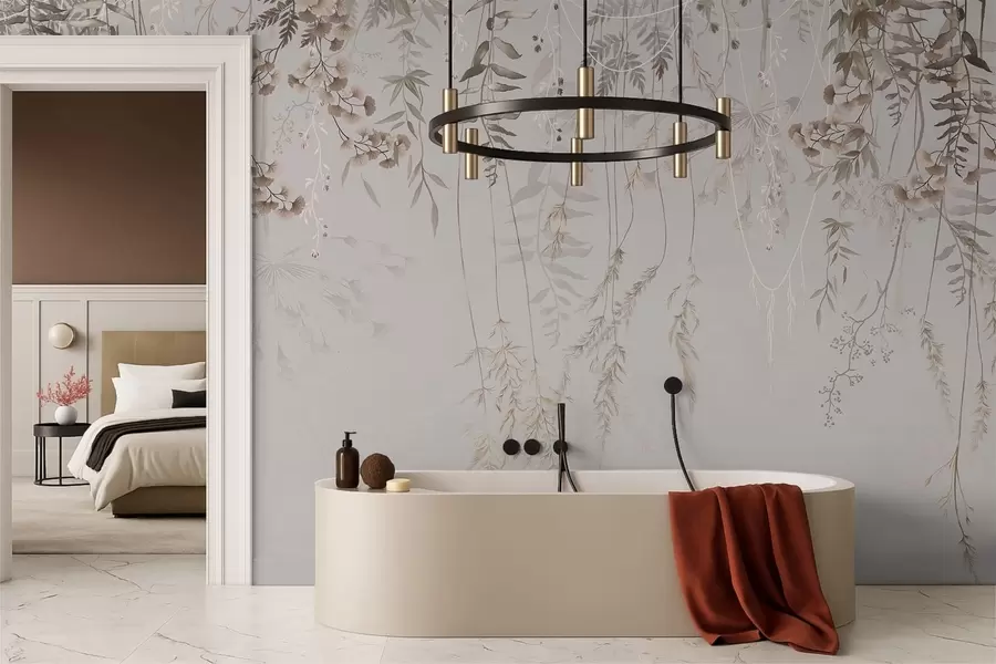 carta da parati Delicate erbe pendenti su uno sfondo chiaro nr. w05320v2