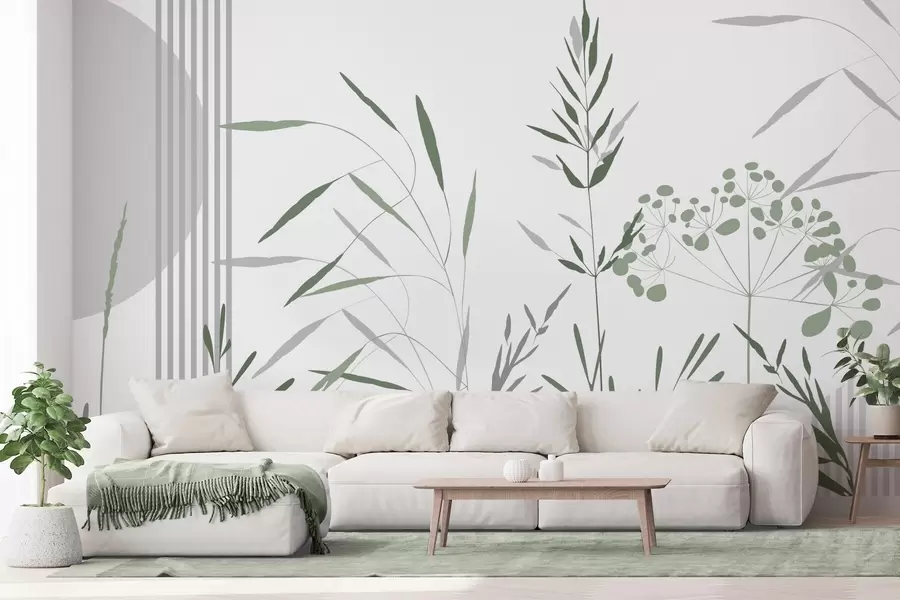 Carta da parati nature Sagome astratte di vegetazione 