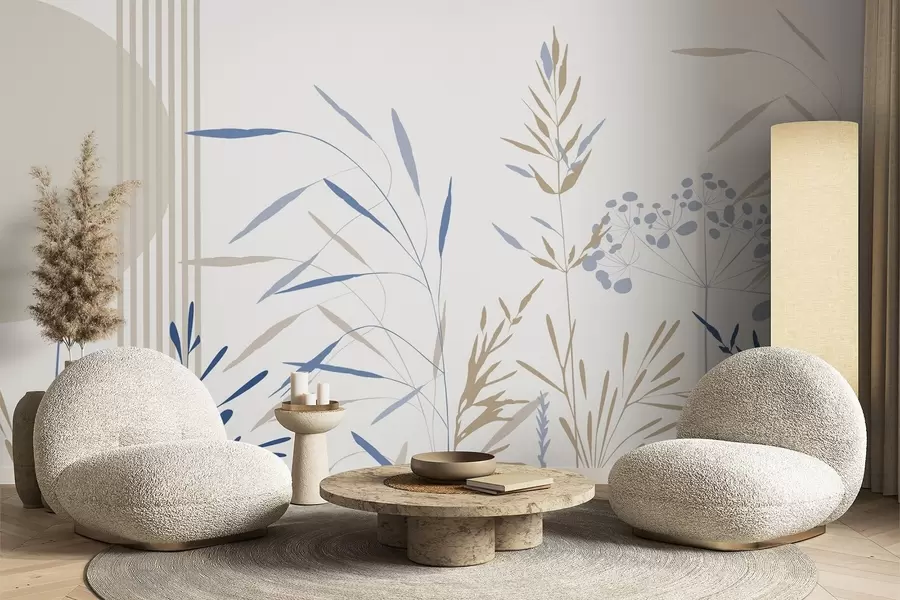 Carta da parati nature Sagome astratte di vegetazione 