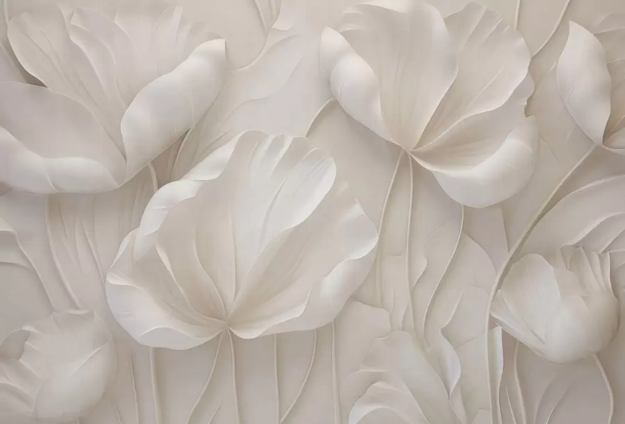 Carta da parati 3D Fiori Fiori scolpiti dalla luce con petali morbidi n. w05355