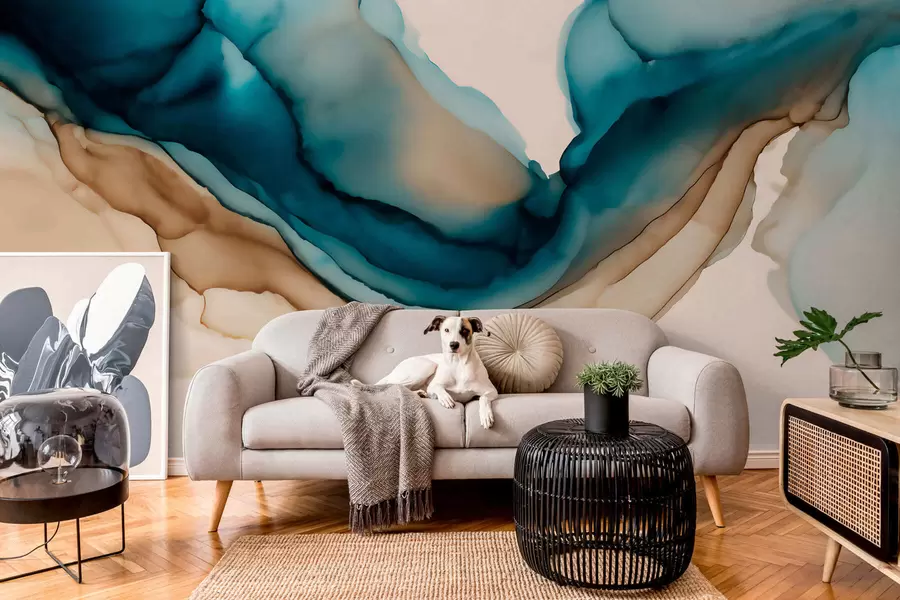 carta da parati motivo astratto in stile inchiostro alcolico nr. w05238