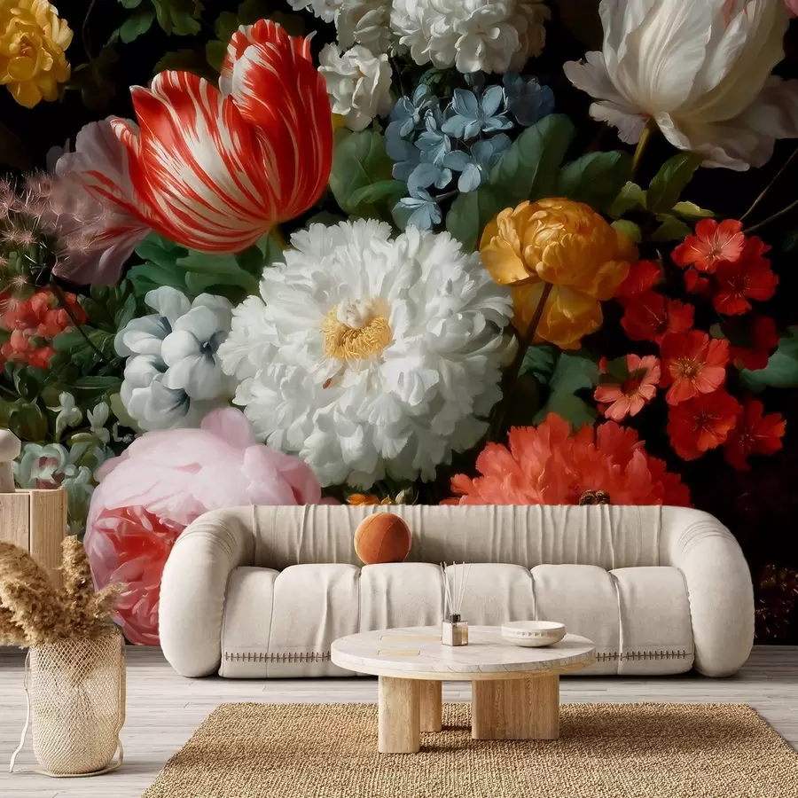 Carta da parati Floreale Lussuosa composizione floreale ispirata a un giardino primaverile n. w09676