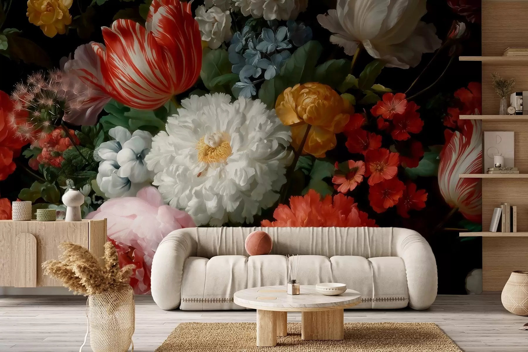 Carta da parati Floreale Lussuosa composizione floreale ispirata a un giardino primaverile n. w09676