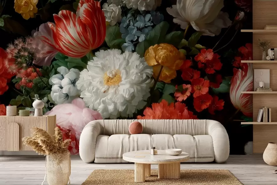 Carta da parati Floreale Lussuosa composizione floreale ispirata a un giardino primaverile n. w09676