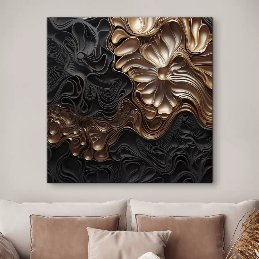 carta da parati Forme scure astratte, fluide e organiche, che danno vita a un'opera d'arte moderna ricca di texture nr. s48383