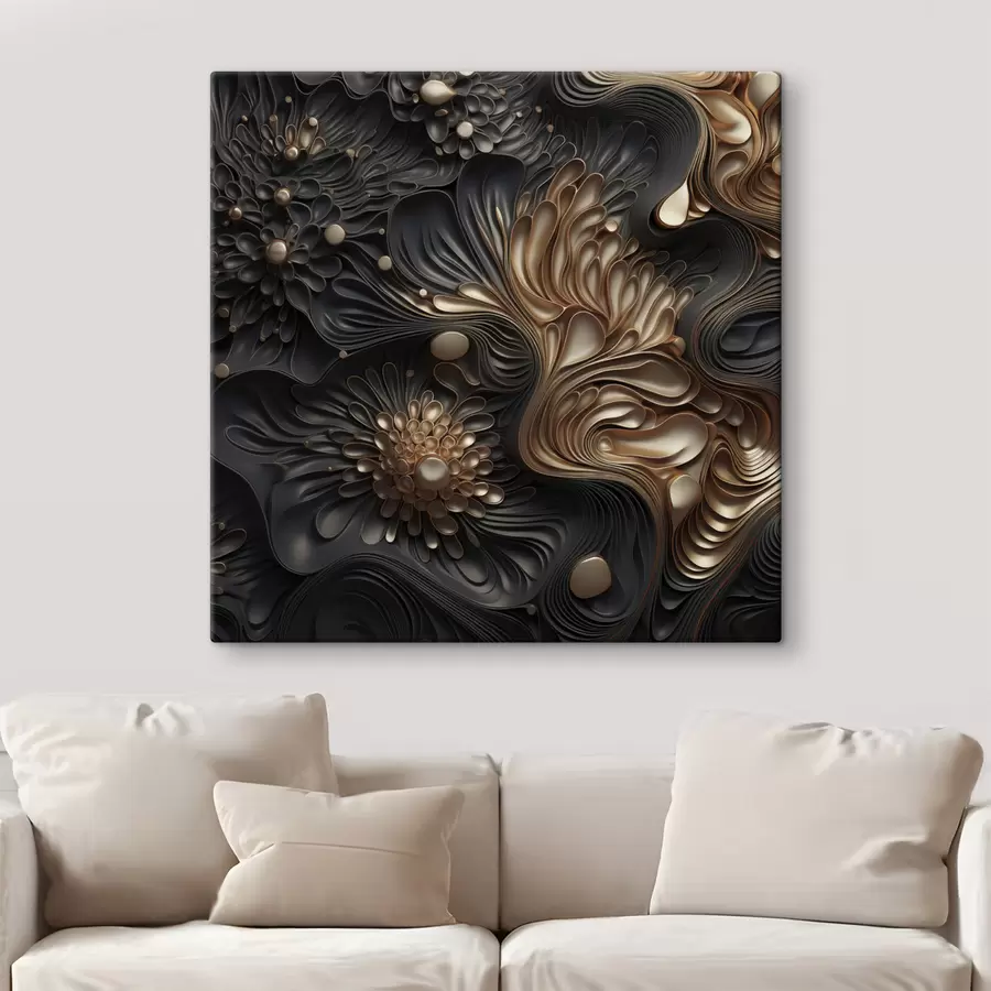 carta da parati Forme scure astratte, fluide e organiche, che danno vita a un'opera d'arte moderna ricca di texture nr. s48384