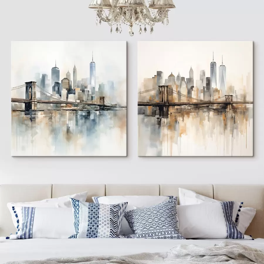 carta da parati Skyline urbano astratto, in stile acquerello nr. m30207