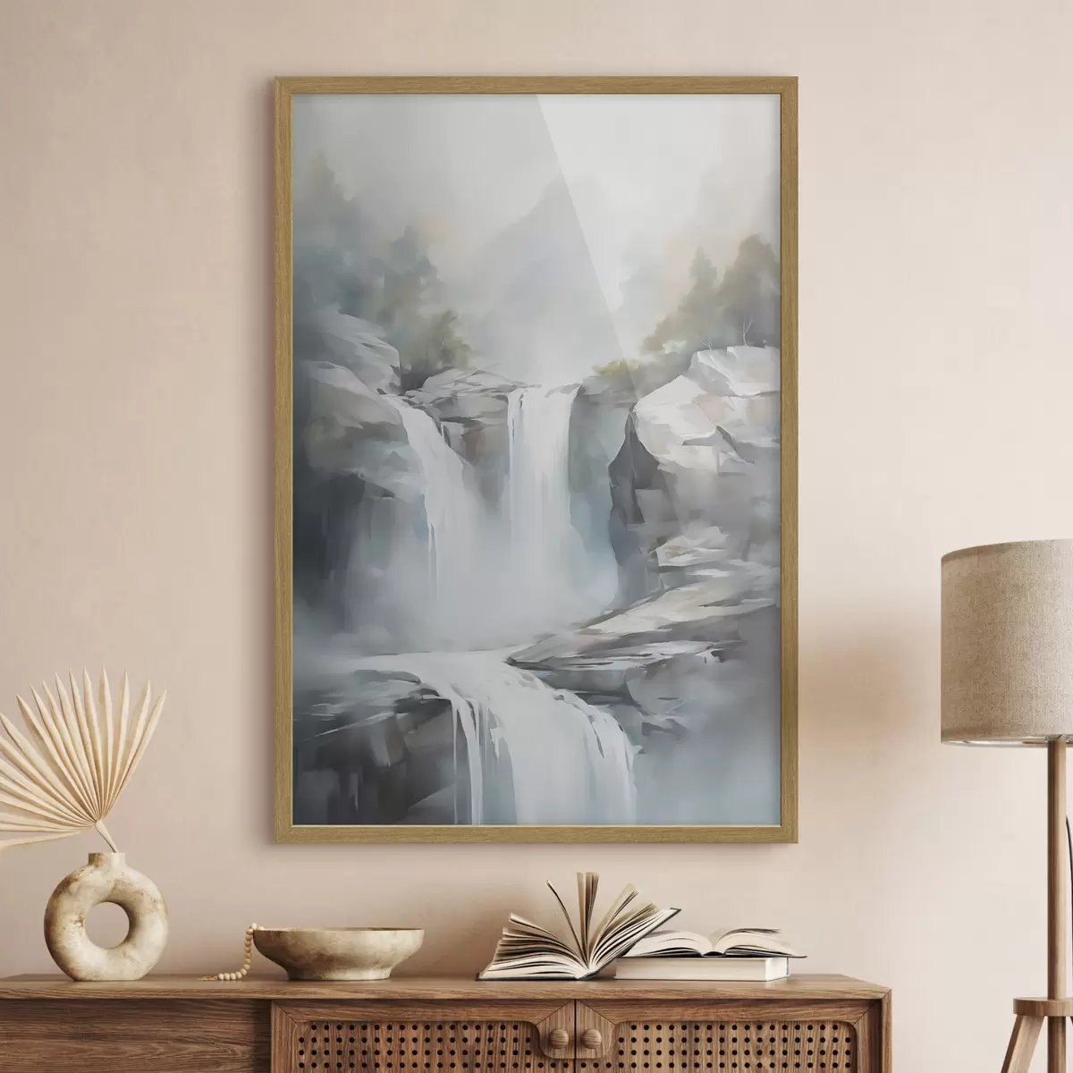 Poster Imitazione di una cascata in un dipinto f48416