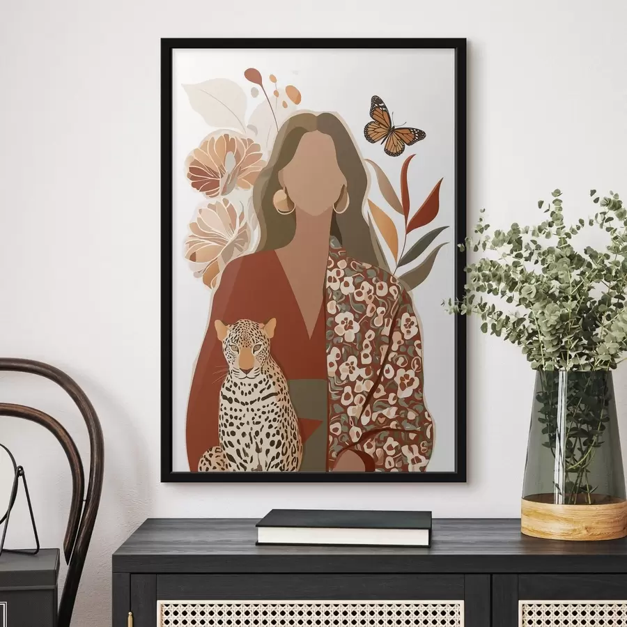 carta da parati Donna su sfondo floreale nr. f48435