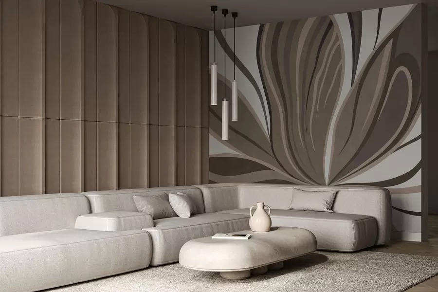 carta da parati Fiore stilizzato dalle linee sinuose nei toni del marrone nr. w05147