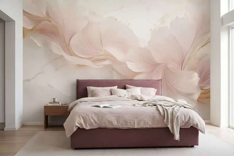 carta da parati Fiori rosa tenue su uno sfondo chiaro nr. w05357