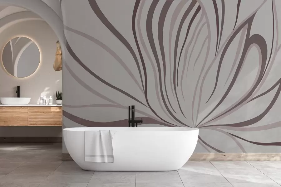 carta da parati Fiore stilizzato dalle linee morbide nei toni del rosa e del beige nr. w05392v1