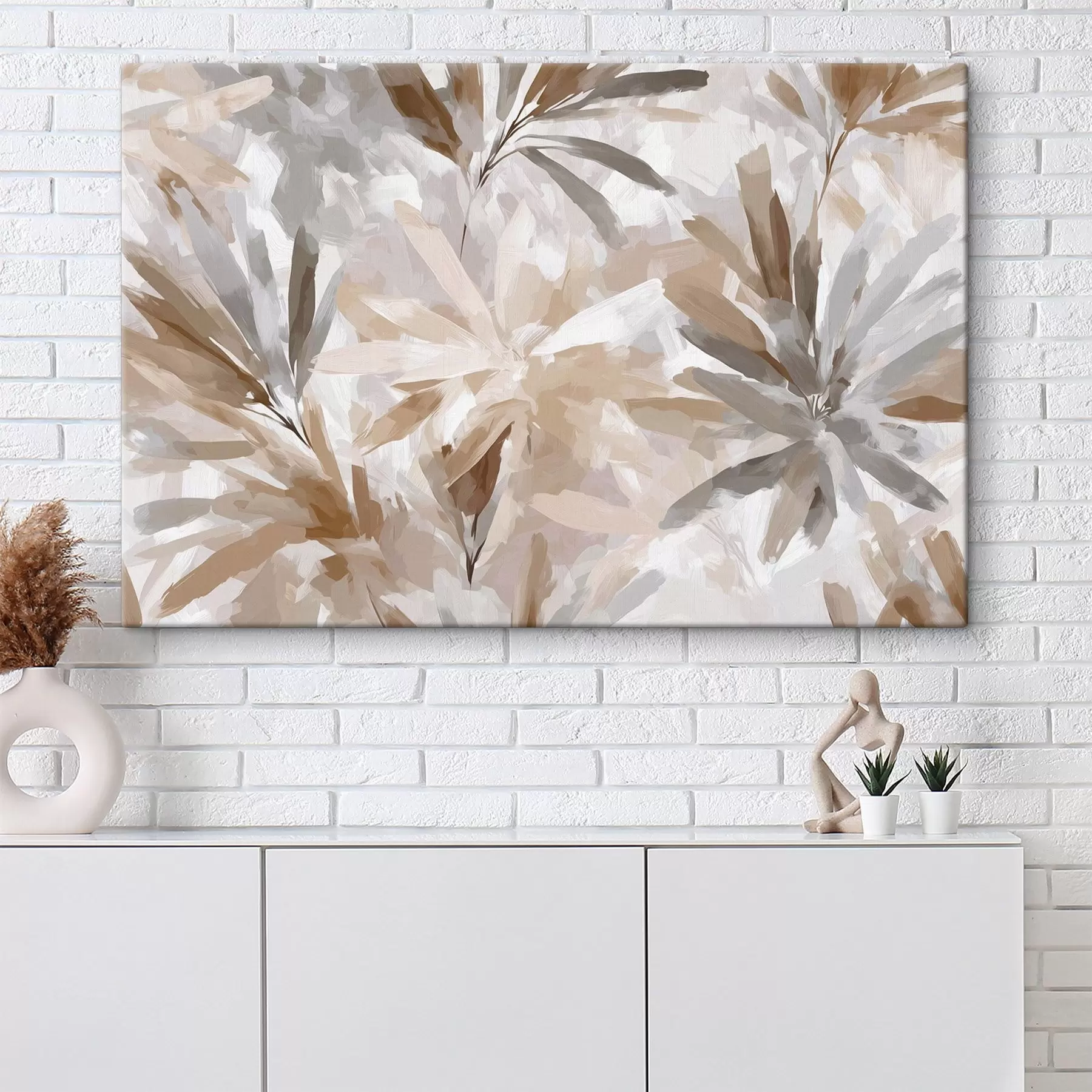 carta da parati Fiori astratti color beige, opere d'arte con texture nr. s48483