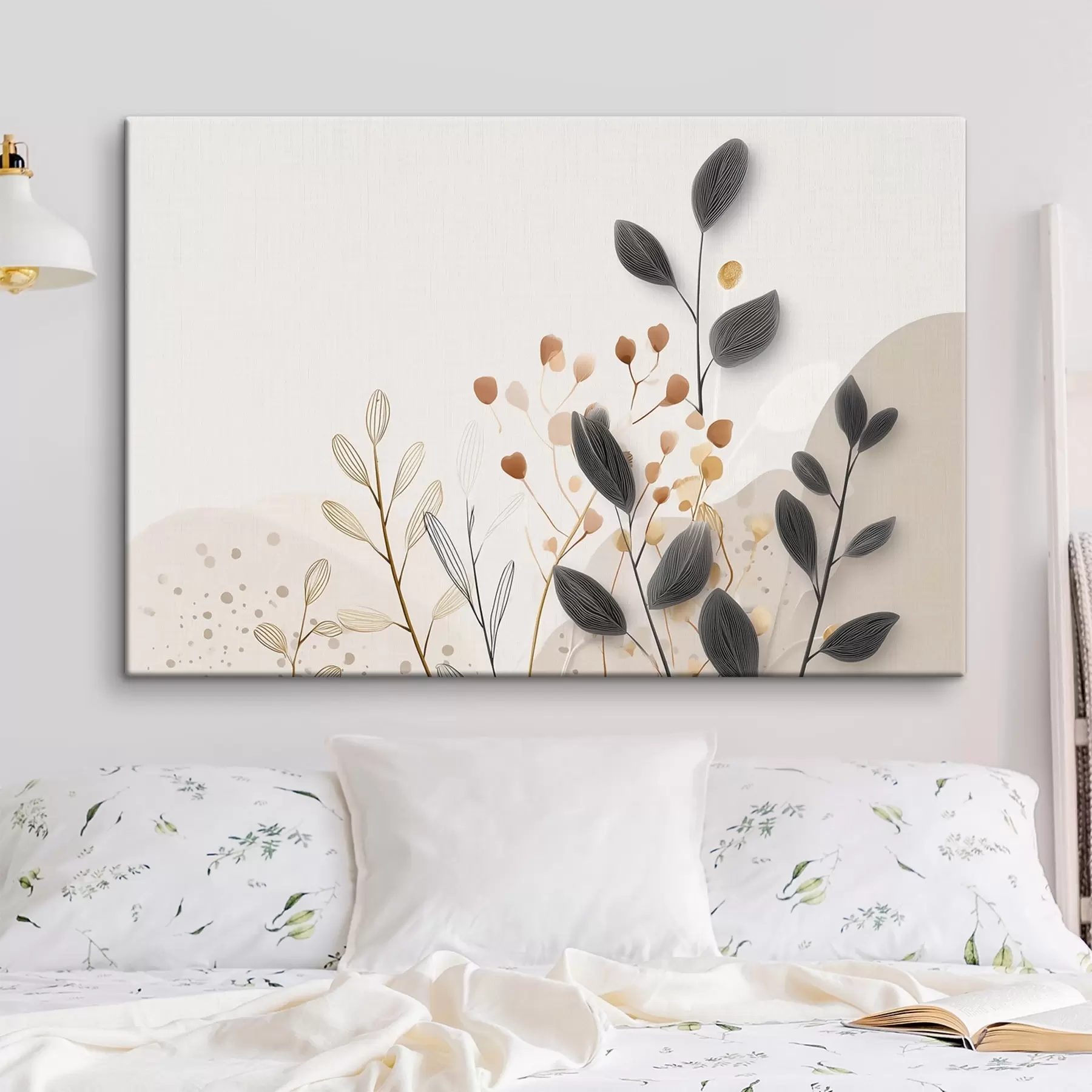 carta da parati Botanica, minimalismo, foglie color beige nr. s48485