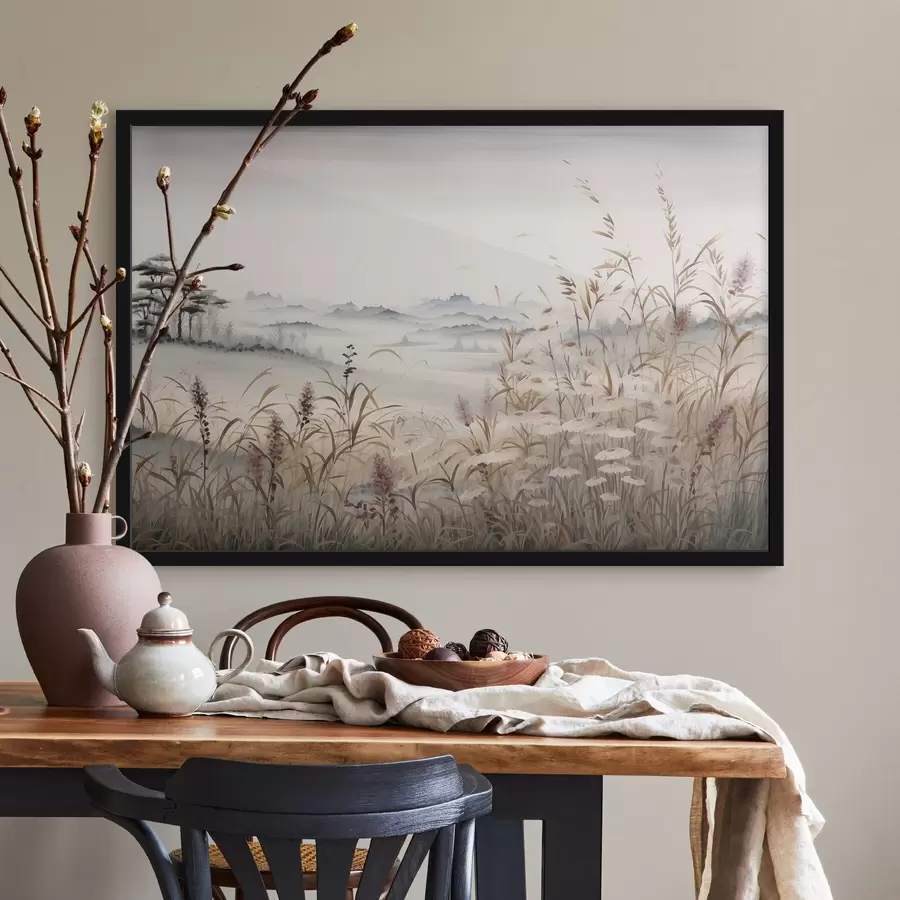 carta da parati Paesaggio nebbioso con erba nr. f48481