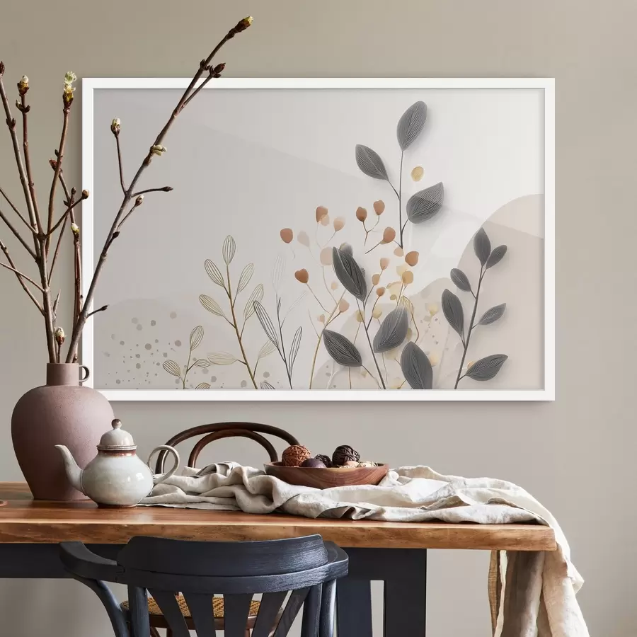 carta da parati Botanica, minimalismo, foglie color beige nr. f48485