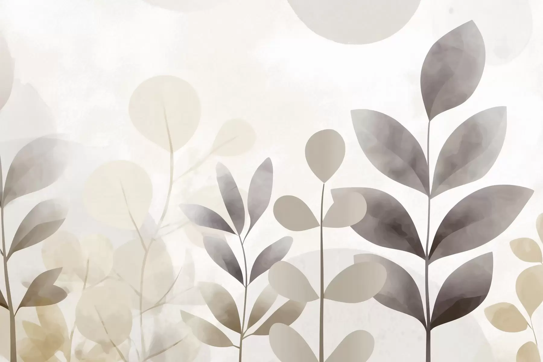 carta da parati Silhouette di foglie nei toni del beige e del grigio, minimalismo nr. f48487