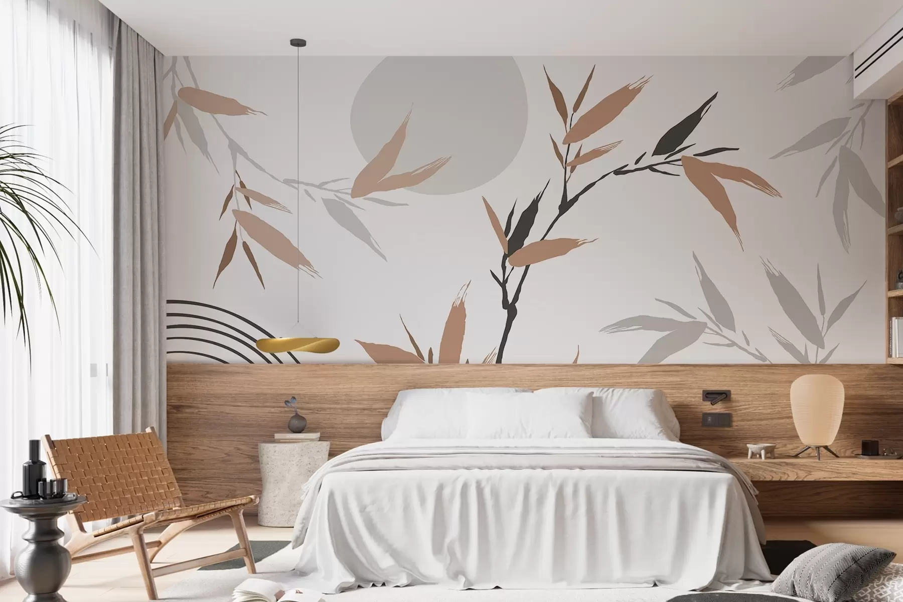 carta da parati Ramo astratto con foglie nr. w05398