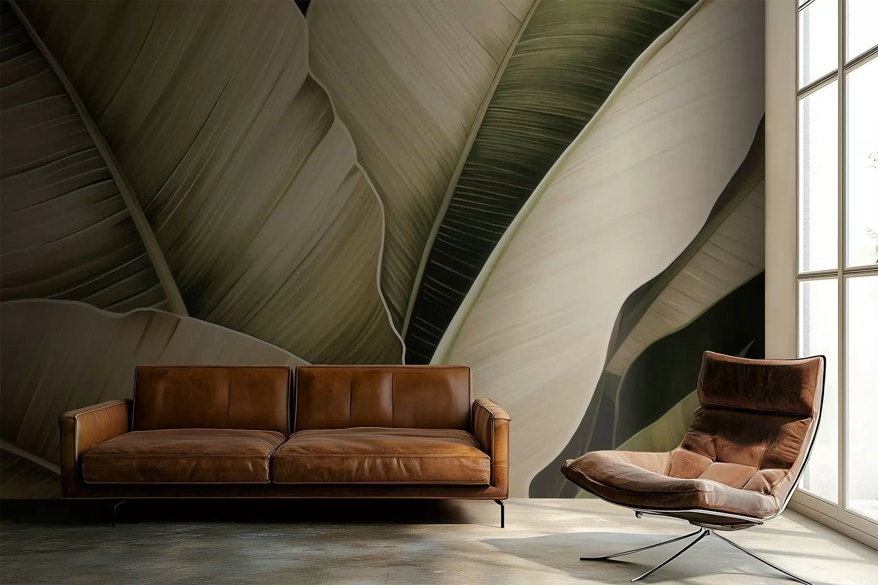 Carta da parati nature Foglie di banano, foglie lunghe 