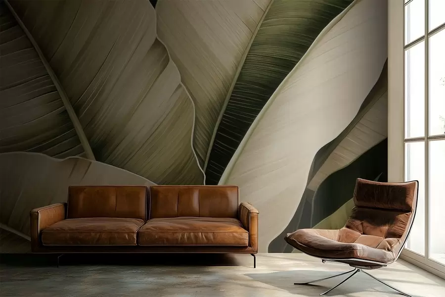 Carta da parati nature Foglie di banano, foglie lunghe 