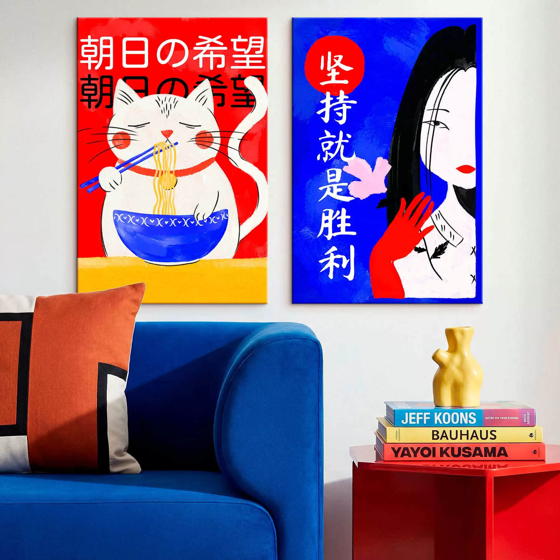 carta da parati Dittico con gatto e ritratto di donna in stile audace nr. m30233