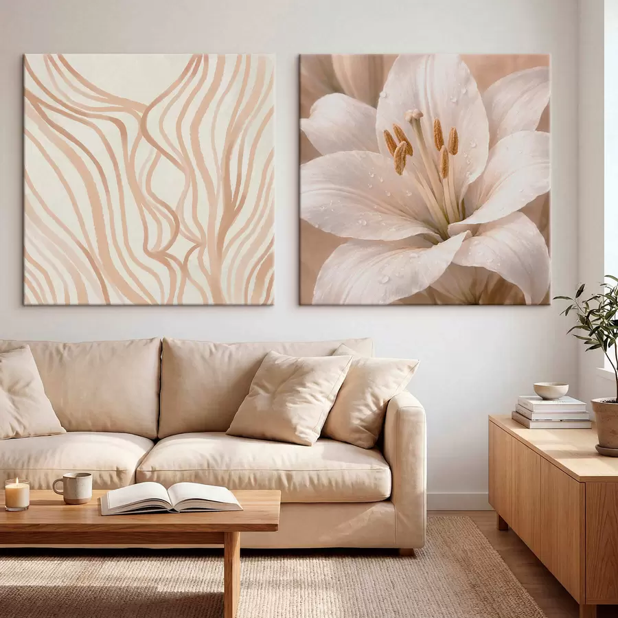 carta da parati Dittico con fiori e forme astratte nr. m30236