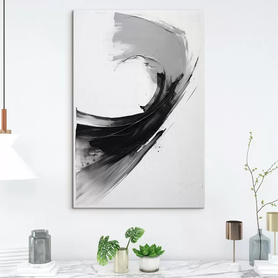 carta da parati Pennellata astratta nera su sfondo bianco nr. s48326