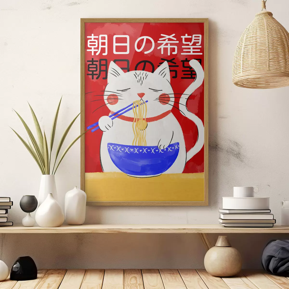 Poster Gatto e noodles f48031