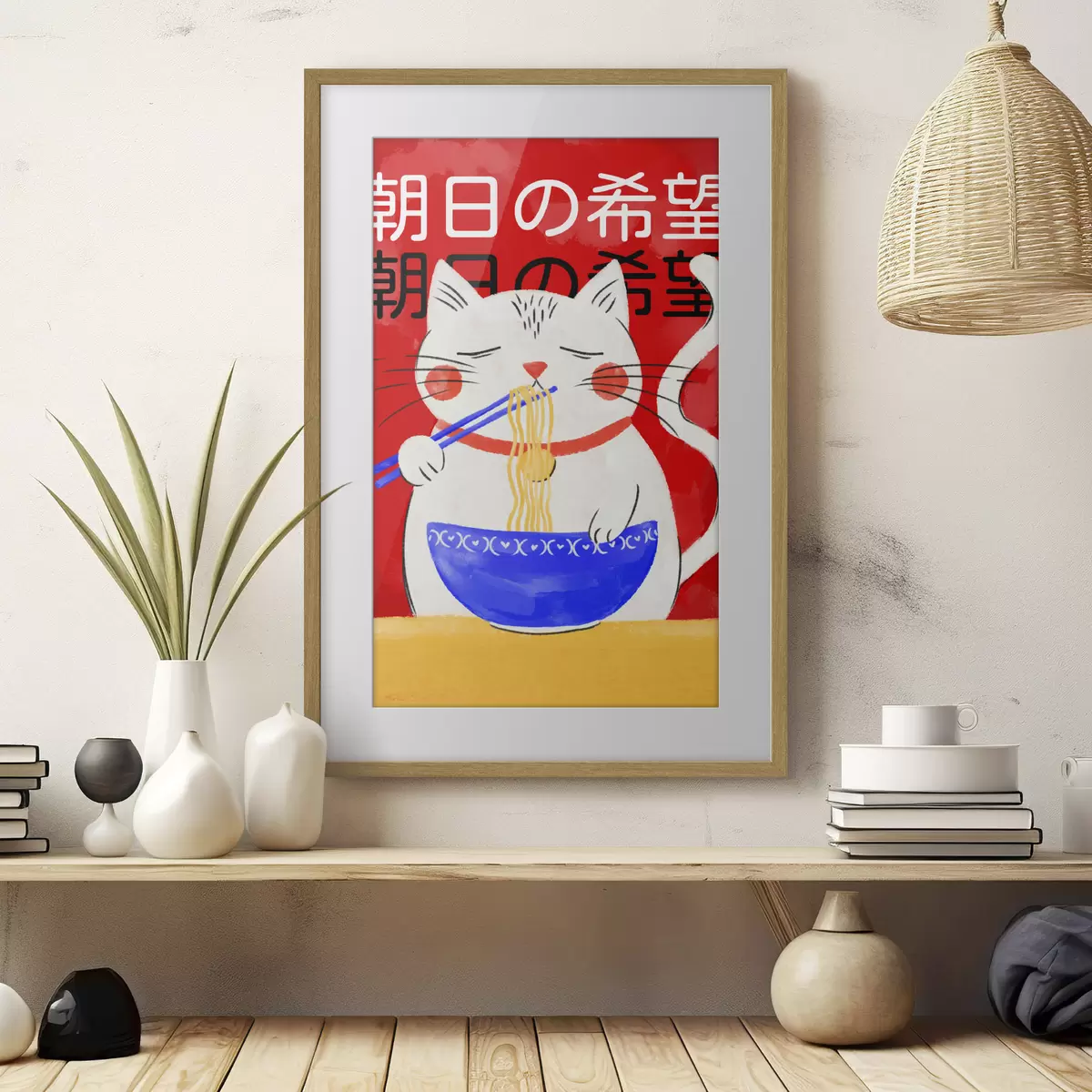 Poster Gatto e noodles f48031