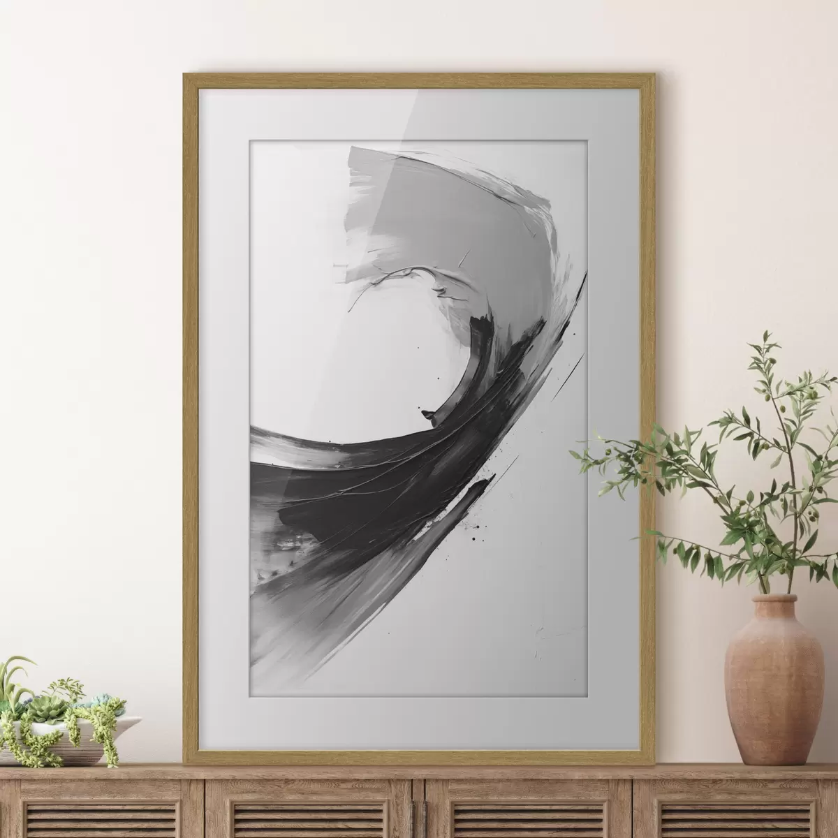 Poster Pennellata astratta nera su sfondo bianco f48326