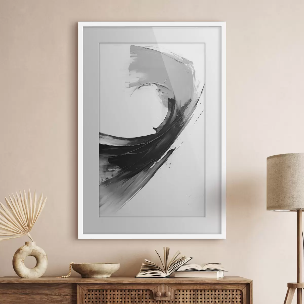 Poster Pennellata astratta nera su sfondo bianco f48326