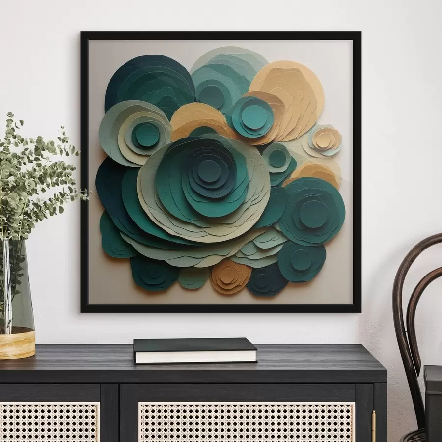 carta da parati Cerchi di carta sovrapposti nei toni del verde e del beige nr. f48332