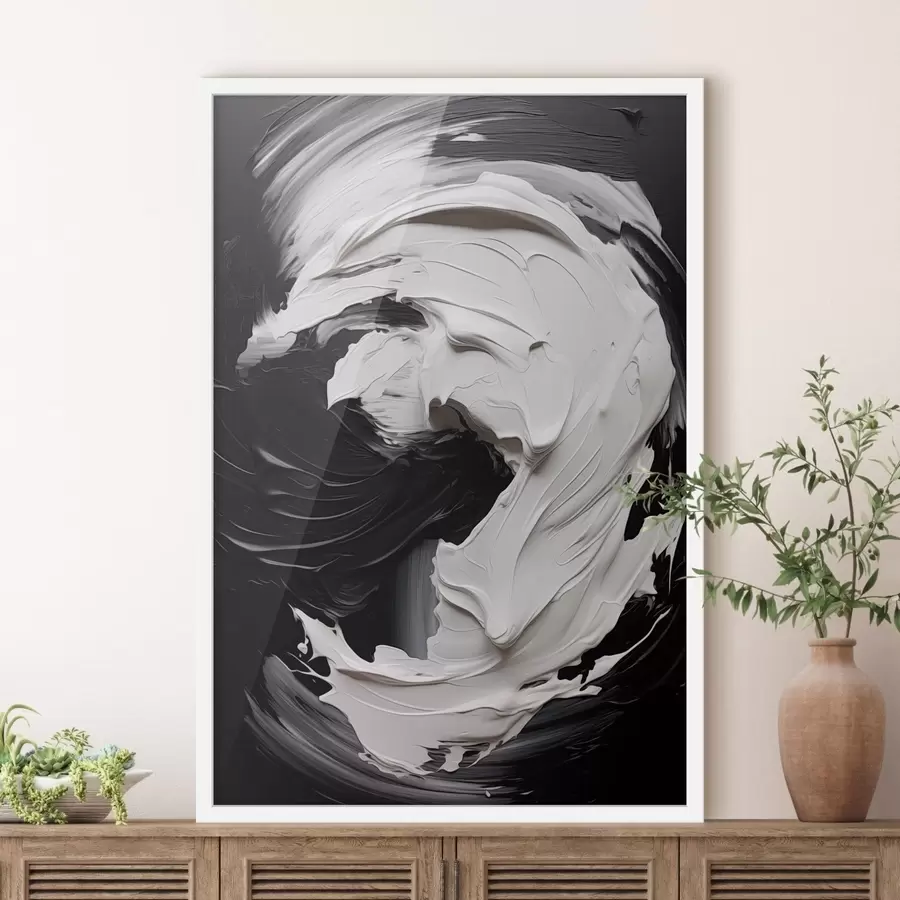 carta da parati Tratti astratti in bianco e nero con texture nr. f48333