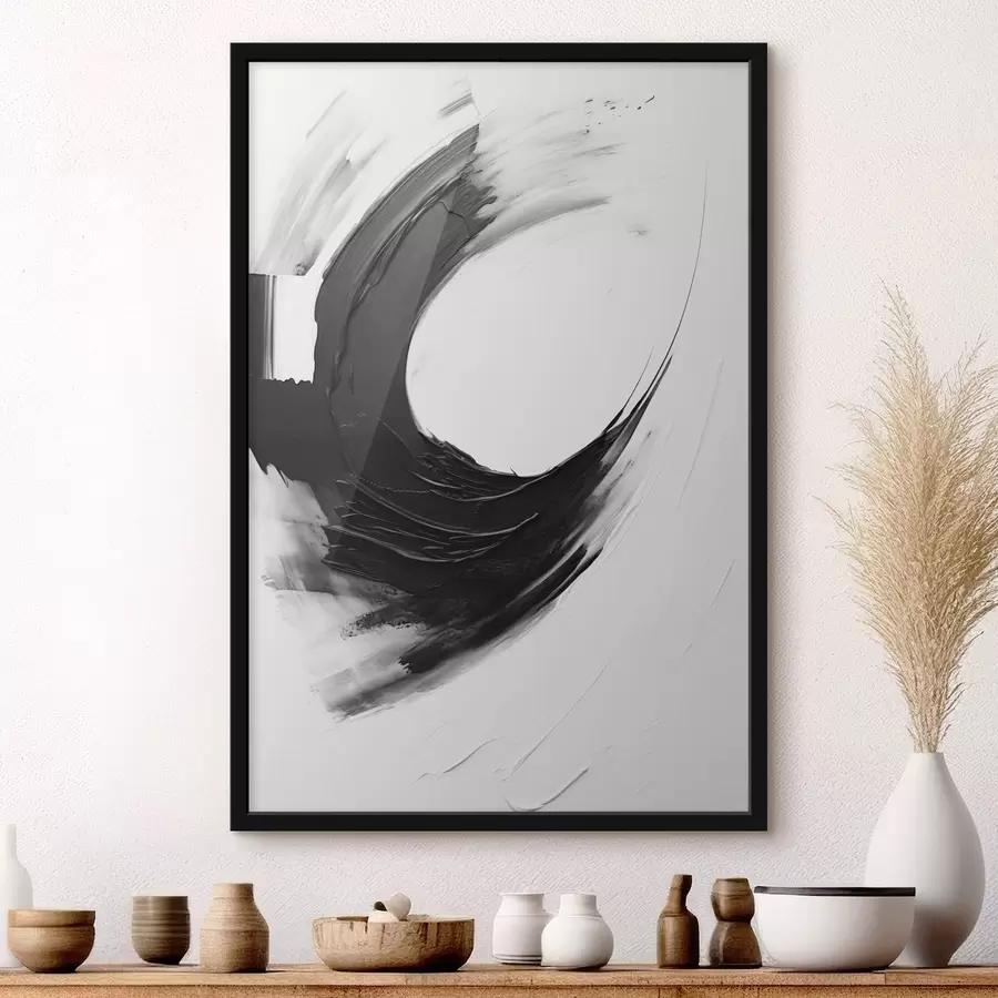 carta da parati Pennellata astratta nera su sfondo chiaro nr. f48340