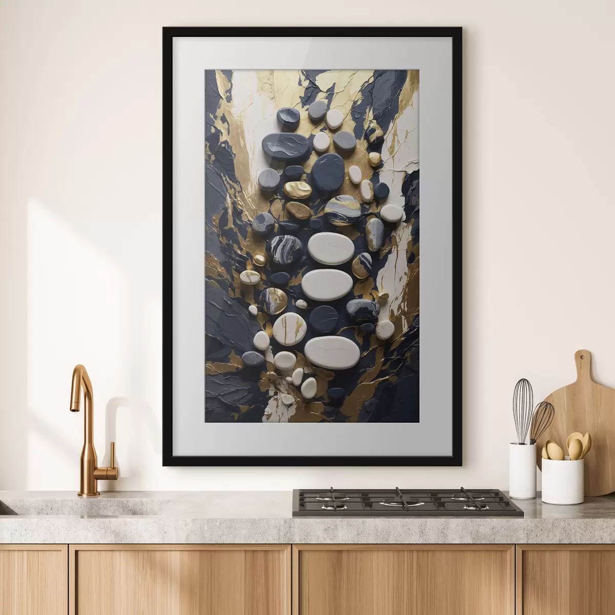 Poster Composizione astratta di pietre nei toni del blu scuro f48357