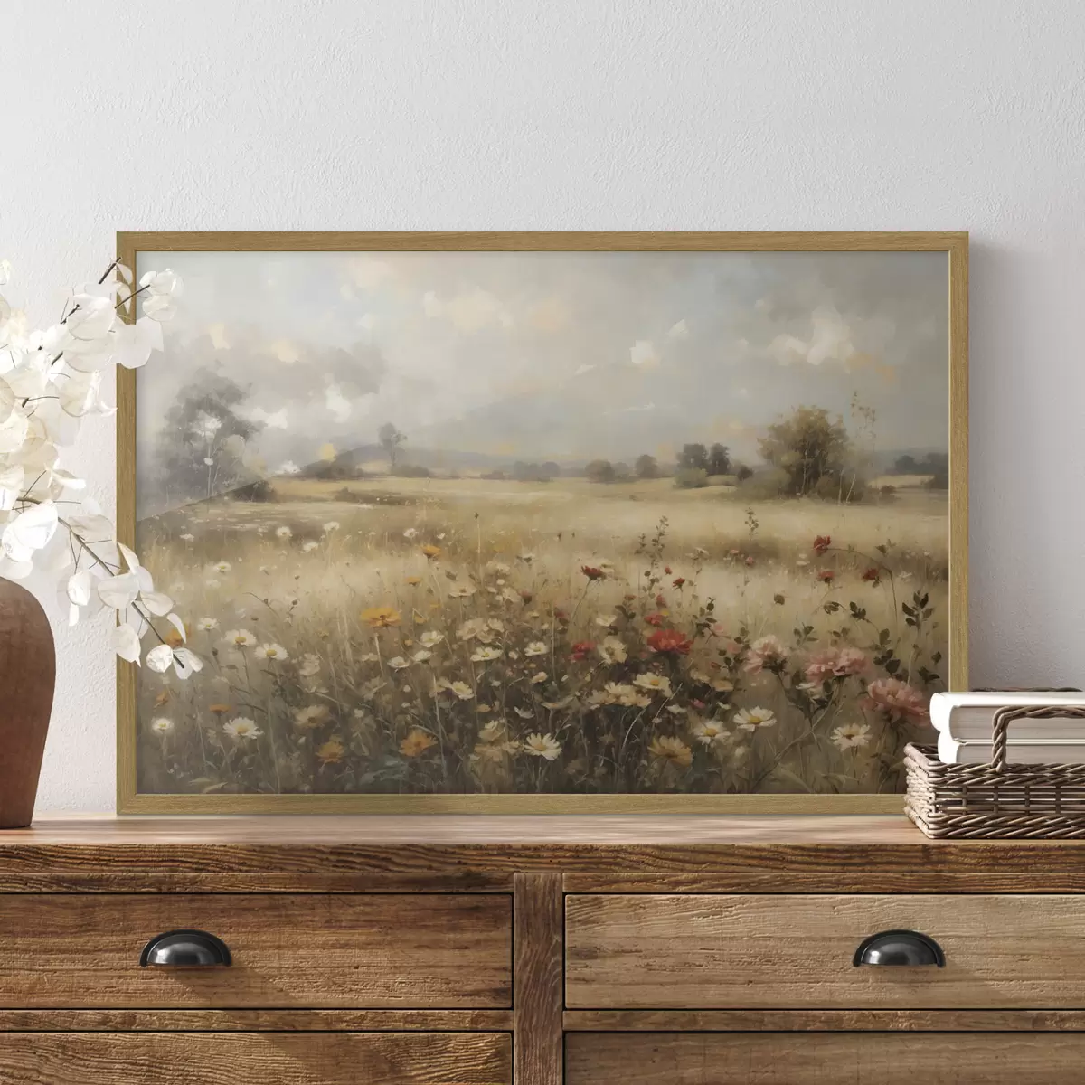 Poster Campo di fiori selvatici in una luce soffusa f48491