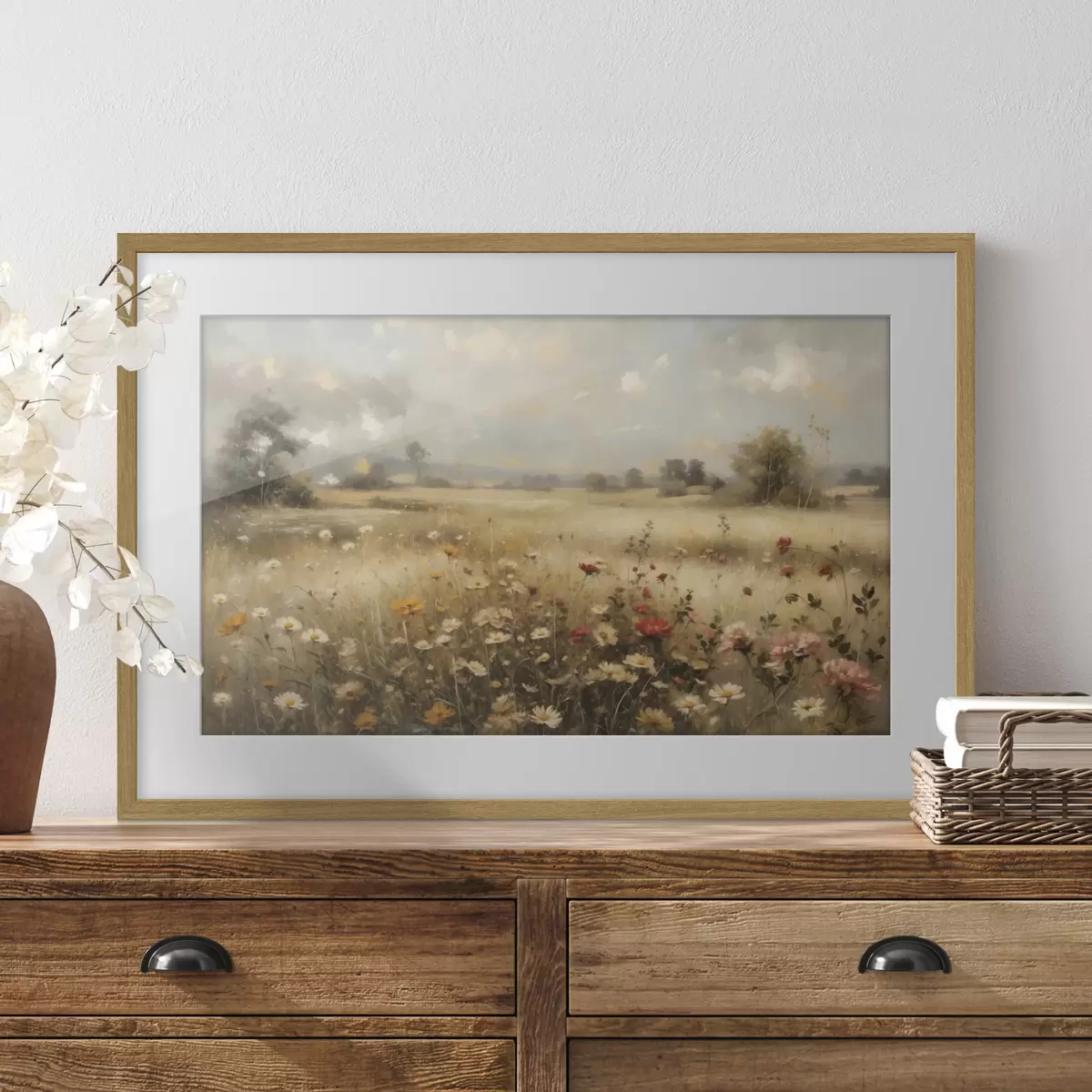 Poster Campo di fiori selvatici in una luce soffusa f48491