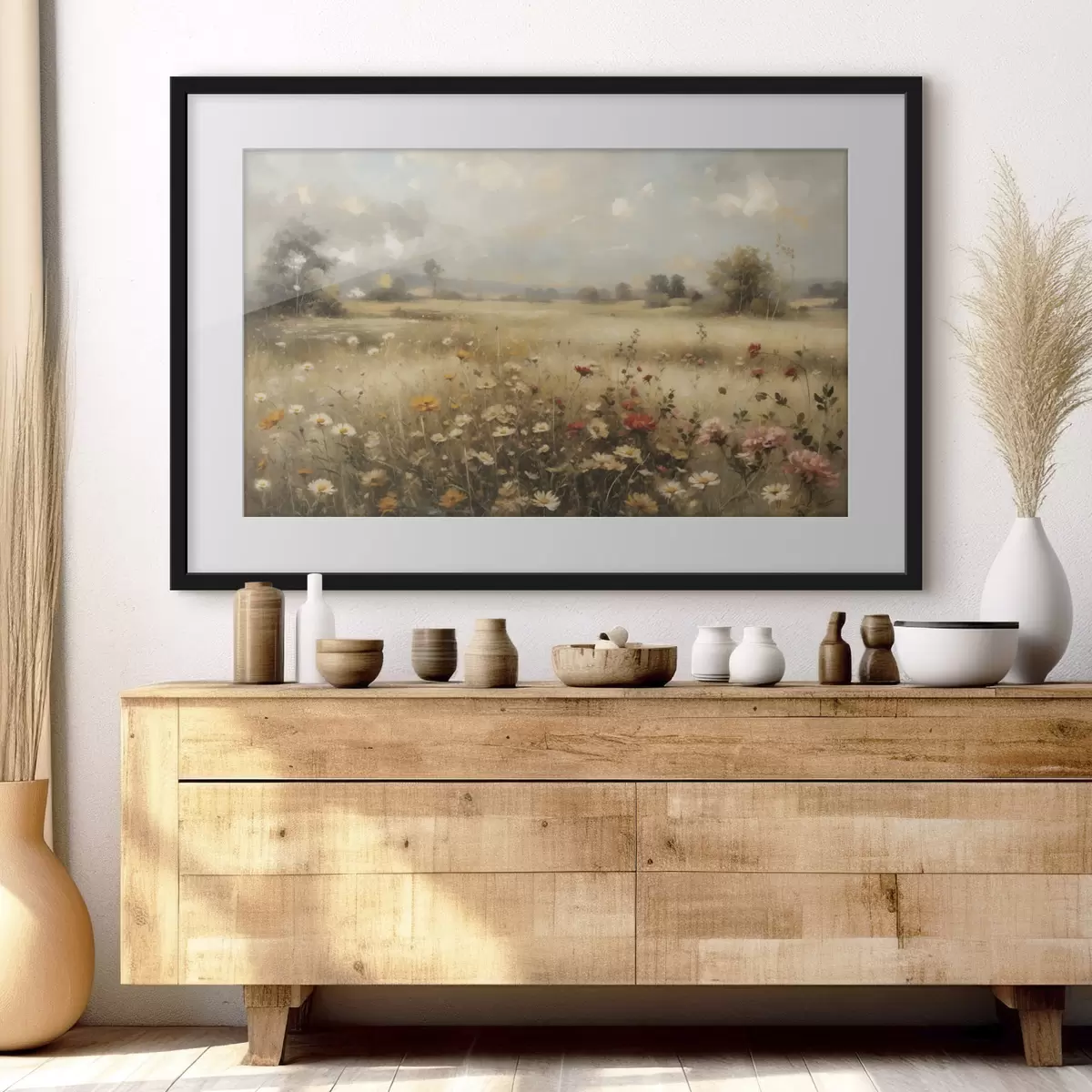 Poster Campo di fiori selvatici in una luce soffusa f48491