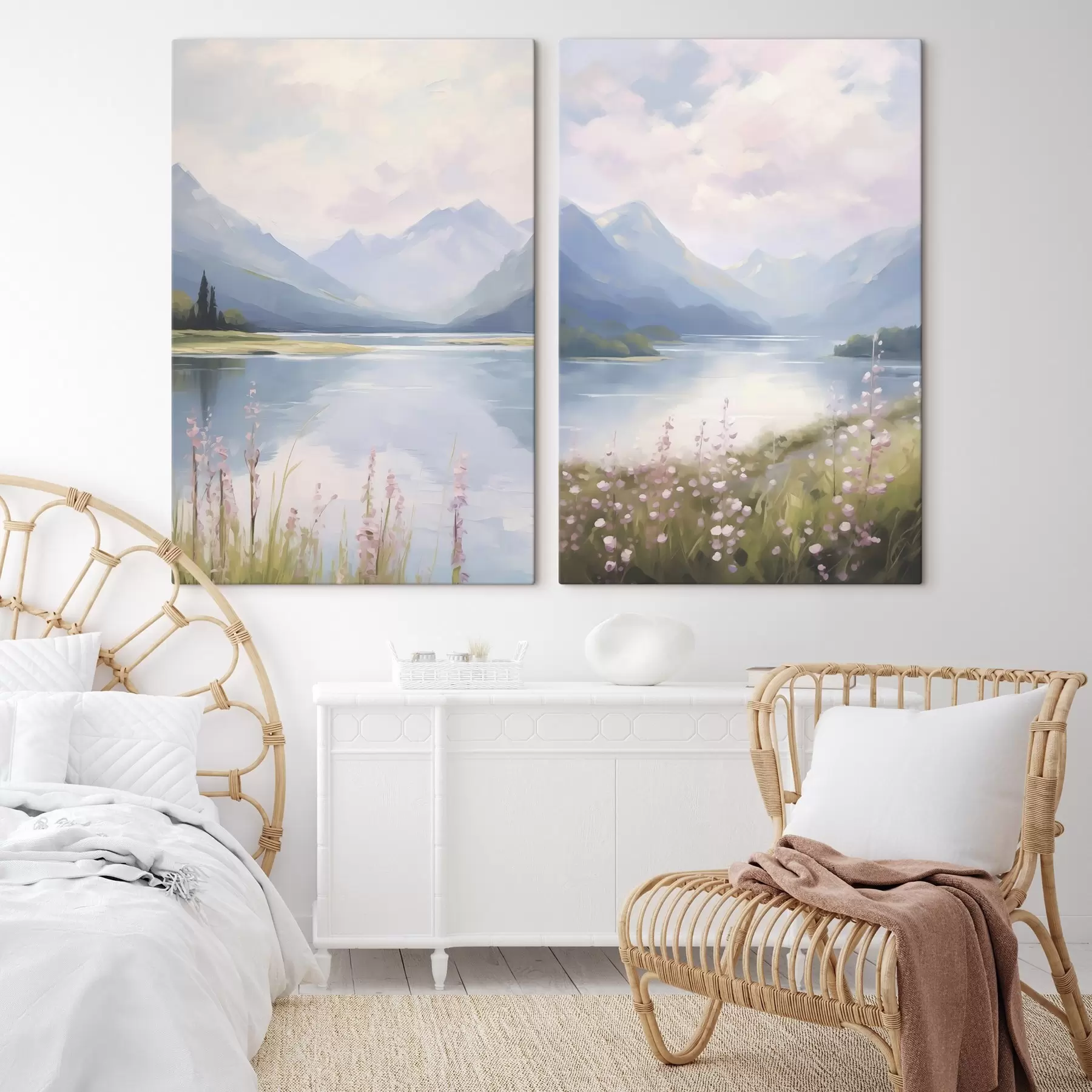 carta da parati Lago vicino alle montagne imitazione della pittura nr. m30248