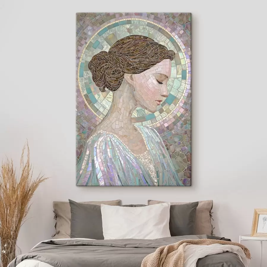 carta da parati il profilo di una donna in stile vetrata nr. s48551
