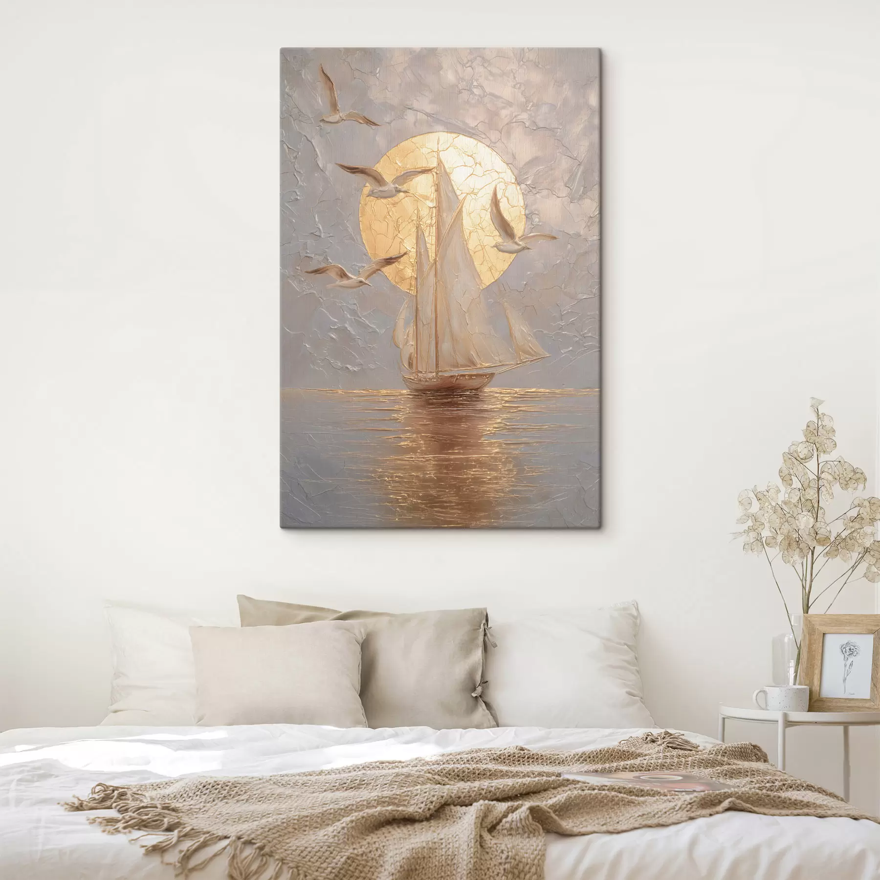 carta da parati una nave al tramonto in stile impasto nr. s48556